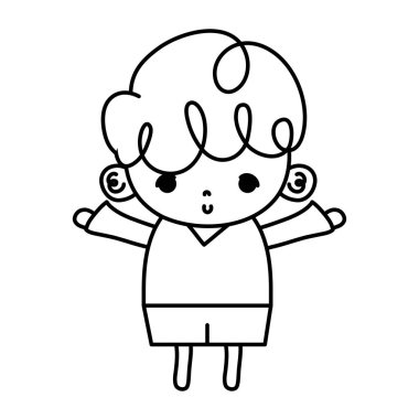 satır yakışıklı çocuk kıvırcık saçlı vektör çizim ile