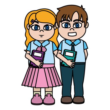 renk sevimli kız ve erkek çocuklar kitap vektör Illustration arkadaşlarınızla