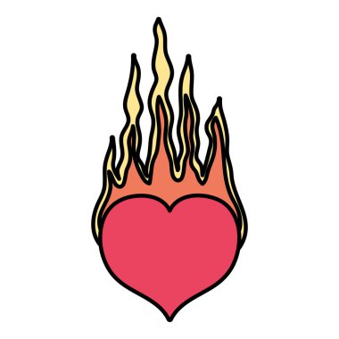 stil vektör çizim ateş renk kalp tutkuyla duydum