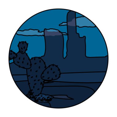 kaktüs bitki manzara vektör çizim ile renk Çöl Kanyon