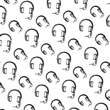Grunge kulaklık modern müzik nesne arka plan vektör çizim