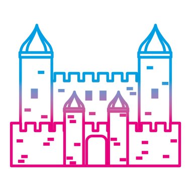 bozulmuş çizgi muhteşem Ortaçağ kale mimari stil vektör çizim