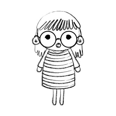 Grunge sürpriz kız çocuğu ile gözlük ve saç vektör çizim