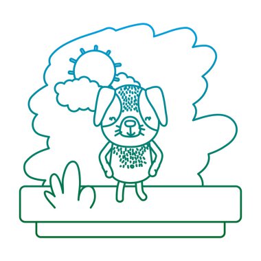 bozulmuş satır kawaii köpek güzel evde beslenen hayvan hayvan vektör çizim