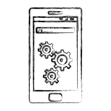 Grunge smartphone teknoloji vites app simge vektör çizim ile