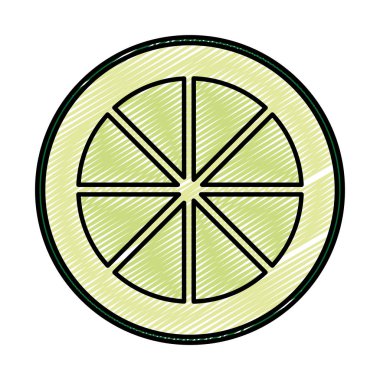 Doodle dilim limon lezzetli organik meyve vektör çizim
