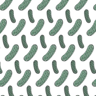 Doodle taze salatalık sağlıklı sebze arka plan vektör çizim