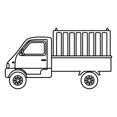 satırı teslimat kamyonu konteyner taşıma hizmet vektör çizim