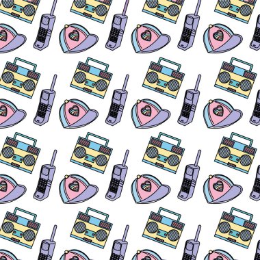 renk moda telefon radion ve kapağı arka plan vektör çizim ile