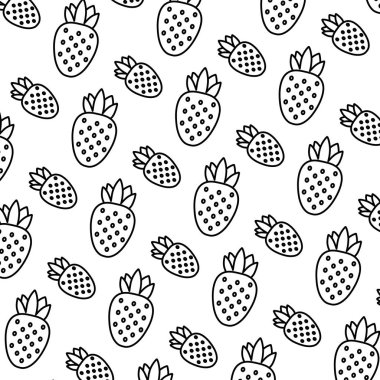 satır lezzetli çilek taze meyve arka plan vektör çizim