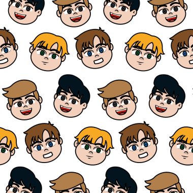 renk mutlu çocuklar baş saç modeli arka plan vektör çizim ile
