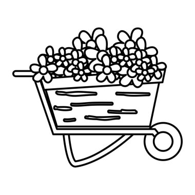 tropikal çiçek yaprakları el arabası ulaşım vektör çizim içinde satır