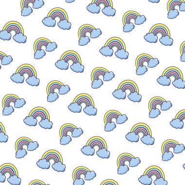 doğa gökkuşağı gökyüzü arka plan vektör çizim bulutlarda ile