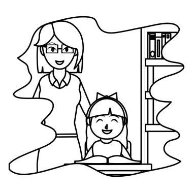 satır treacher explaning öğrenci Sınıf etkinlikleri illüstrasyon vektör