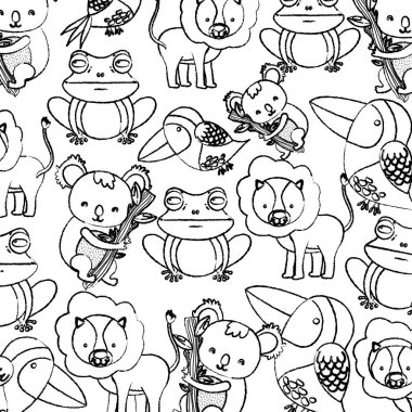 Grunge şirin egzotik vahşi hayvan arka plan vektör çizim