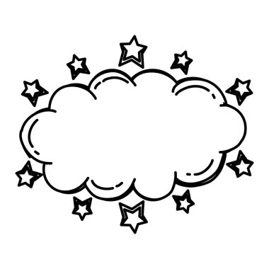 satır doğa kabarık bulut yıldız stil vektör çizim ile