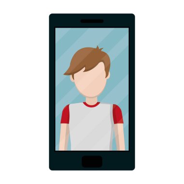 Video arama vektörü illüstrasyonundaki çocukla sosyal akıllı telefon