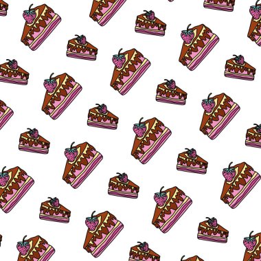 renk tatlı lezzetli pasta starwberry arka plan vektör çizim ile