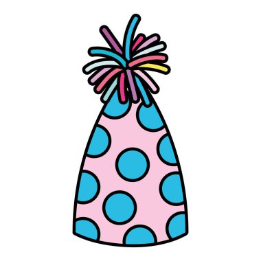 Renk komik parti şapkası puan dekorasyon vektör çizim ile