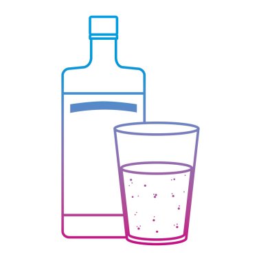 bozulmuş satır votka içki şişe ve bardak içecek vektör çizim