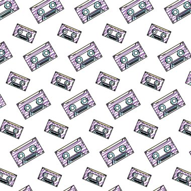 teyp kaset retro müzik arka plan vektör çizim doodle