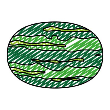 Doodle tropikal ve lezzetli karpuz meyve beslenme vektör çizim