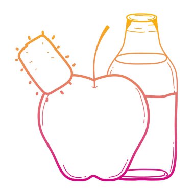 satır lezzetli elma sağlıklı suyu mason vektör çizim içinde bozulmuş