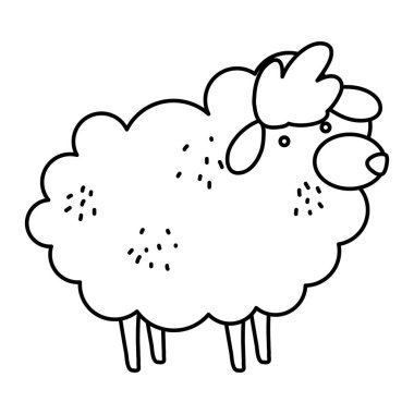 hayvan simge vektör çizim satırı şirin koyun çiftlik