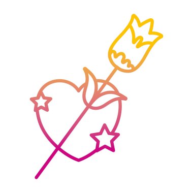 satır sevimli kalp güzelliği gül ile bozulmuş ve yıldız illüstrasyon vektör