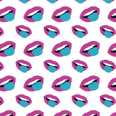 komik ağız diş ve dil ile arka plan vektör çizim