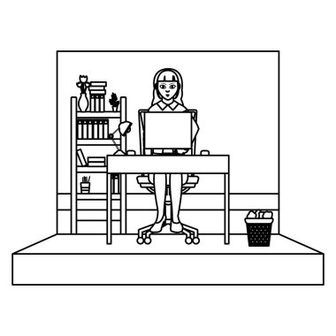 satır işkadını Yöneticisi office ve dosya dolabı vektör çizim