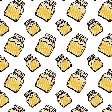 Kristal cam lezzetli tatlım arka plan vektör çizim ile doodle