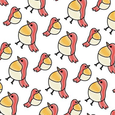 Güzellik tropik kuş hayvan arka plan vektör çizim doodle