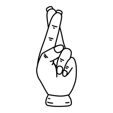 çizgi iyi şanslar el simgesi jest vektör çizim