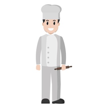 oklava ve Tekdüzen vektör çizim ile profesyonel şef