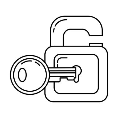 vektör çizim içinde anahtar nesne ile hat güvenlik asma kilit koruma