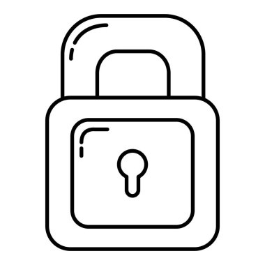 Güvenlik asma kilit nesnesi satır ve öğe vektör çizim korumak