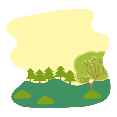 doğa manzara çam ağaçlar ve dağlar vektör çizim ile