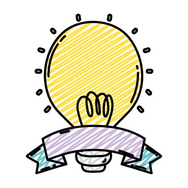 Elektrikli ampul güç enerji şerit vektör çizim ile doodle