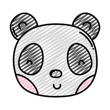 sevimli panda baş vahşi hayvan vektör çizim doodle