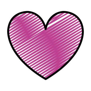 Doodle sanat kalp şekli aşk simge vektör çizim