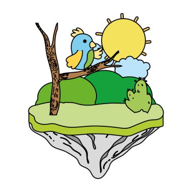 renk güzel ayı ile float Adası vektör çizim dalında