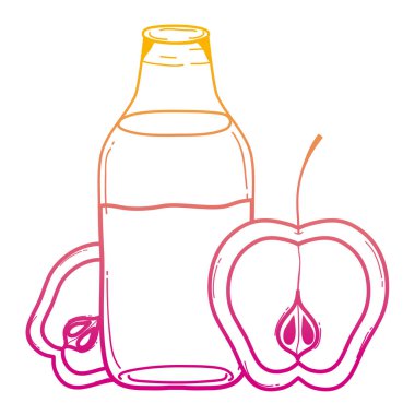 satır lezzetli elma sağlıklı suyu kavanoz vektör çizim içinde bozulmuş