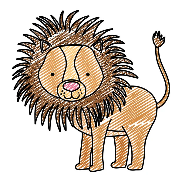 Gribouille Mignon Mâle Lion Animal Sauvage Vecteur Illustration — Image vectorielle