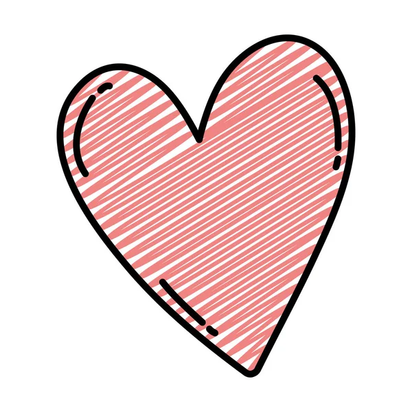 Kalp Sevgi Tutku Sembolü Tasarım Vektör Çizim Doodle — Stok Vektör