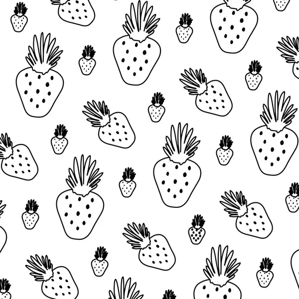 Línea Exótica Fresa Fruta Tropical Fondo Vector Ilustración — Vector de stock