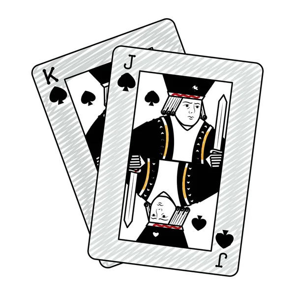 Doodle Jack Und King Sapades Karten Casino Spiel Vektor Illustration — Stockvektor