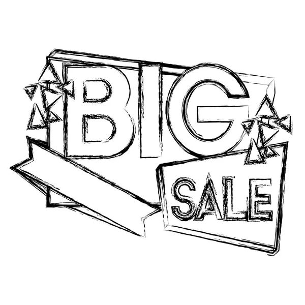 Grunge Big Shop Sale Tag Style Vector Illustration — Stock Vector