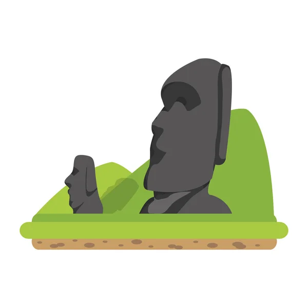 Húsvét Sziget Hegyek Vektoros Illusztráció Moai Sculture — Stock Vector