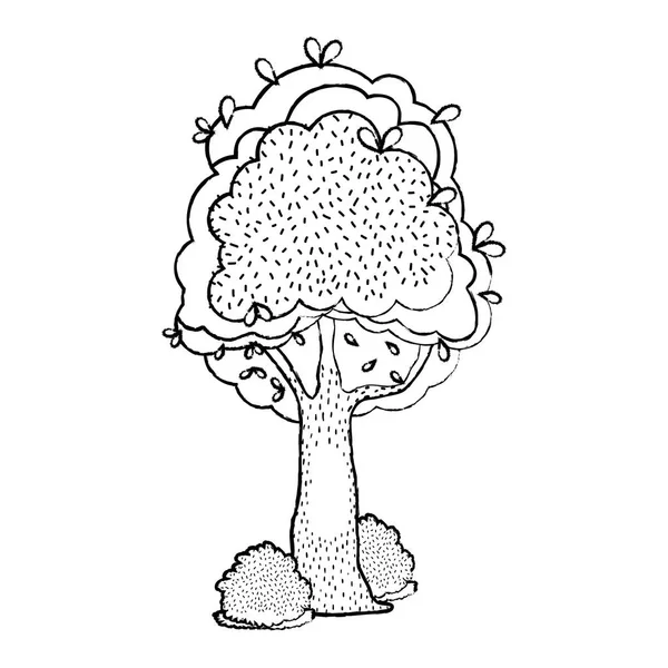 Grunge Beauty Tree Stalk Leaves Bushes Vector Illustration — Stock Vector
